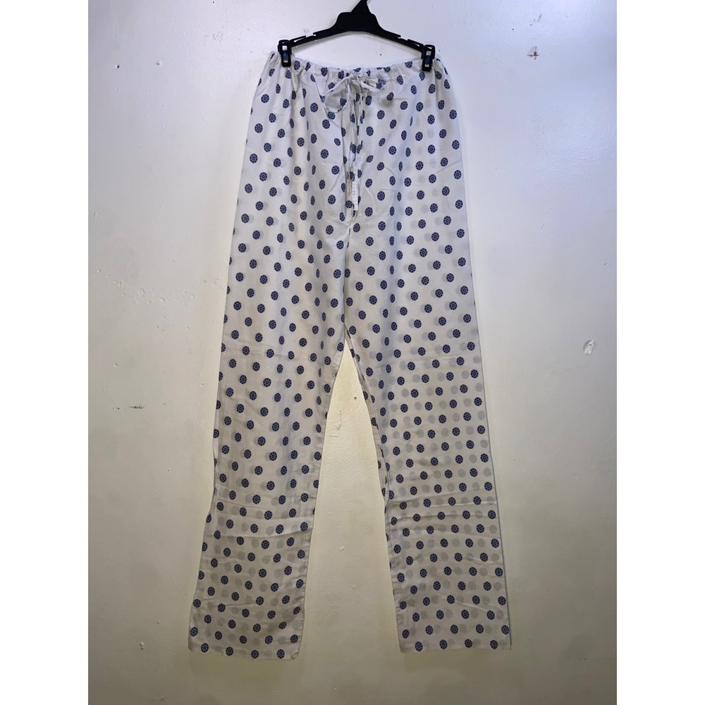 Medline Industries Hospital Pants Shibori White Blue Floral Print Lightweight